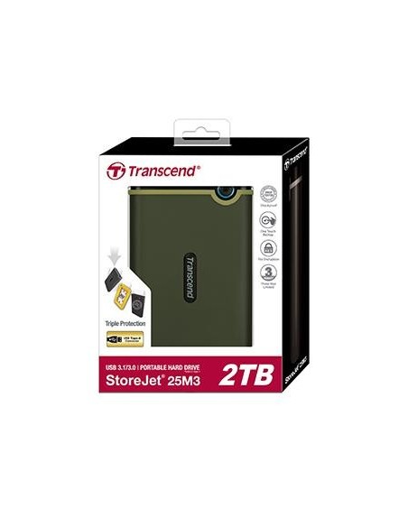 Transcend StoreJet 25M3G disco duro externo 1 TB Verde