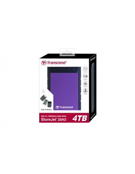 Transcend StoreJet 25H3 disco duro externo 4 TB Negro, Púrpura