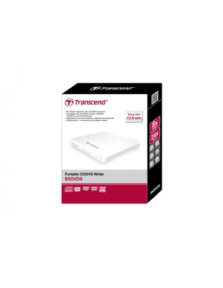 Transcend TS8XDVDS-W unidad de disco óptico DVD±RW Blanco