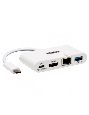 Tripp Lite U444-06N-H4GU-C Adaptador Multipuerto USB-C, 4K HDMI, Puerto USB-A, GbE y Carga PD, HDCP, Blanco