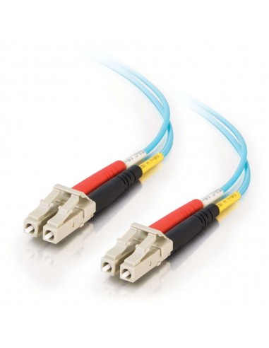 C2G Cable de fibra óptica multimodo dúplex de 2 m LC-LC 10 Gb 50 125 OM3 de PVC (LSZH), color azul claro