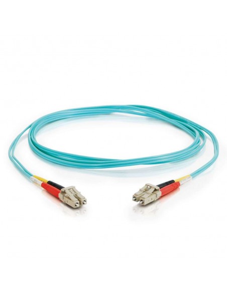 C2G Cable de fibra óptica multimodo dúplex de 2 m LC-LC 10 Gb 50 125 OM3 de PVC (LSZH), color azul claro