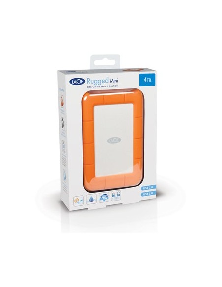 LaCie Rugged Mini disco duro externo 2 TB Naranja, Plata