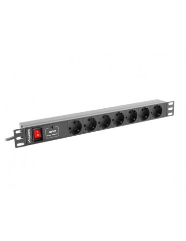 Lanberg PDU-07F-0200-BK unidad de distribución de energía (PDU) 7 salidas AC 1U Negro