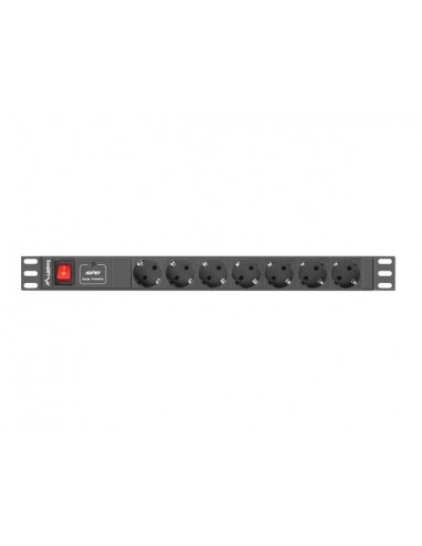 Lanberg PDU-07F-0200-BK unidad de distribución de energía (PDU) 7 salidas AC 1U Negro