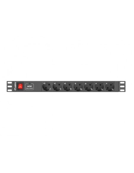 Lanberg PDU-07F-0200-BK unidad de distribución de energía (PDU) 7 salidas AC 1U Negro
