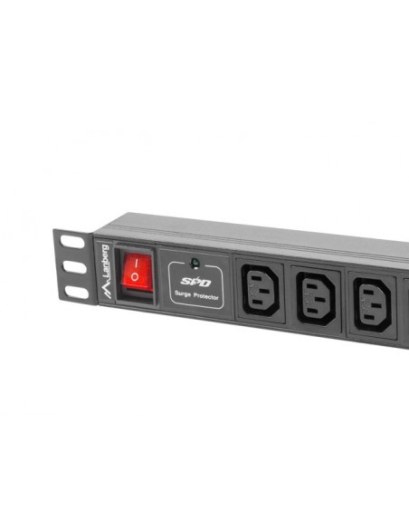 Lanberg PDU-10I-0200-IEC-BK unidad de distribución de energía (PDU) 10 salidas AC 1U Negro