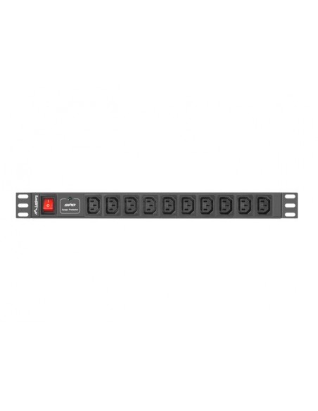 Lanberg PDU-10I-0200-IEC-BK unidad de distribución de energía (PDU) 10 salidas AC 1U Negro