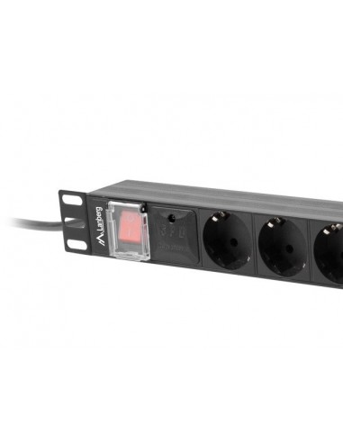 Lanberg PDU-08F-0200-BK unidad de distribución de energía (PDU) 8 salidas AC 1U Negro