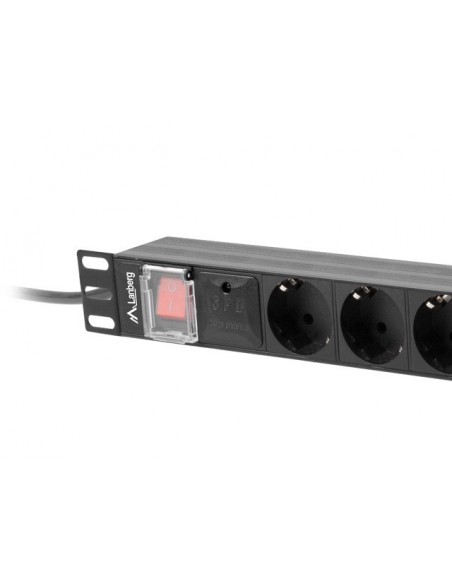 Lanberg PDU-08F-0200-BK unidad de distribución de energía (PDU) 8 salidas AC 1U Negro