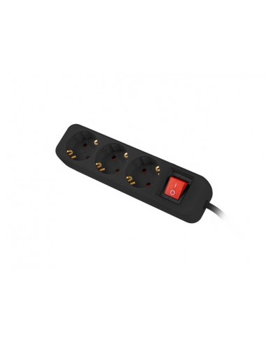 Lanberg PS1-03F-0150-BK base múltiple 1,5 m 3 salidas AC Interior Negro