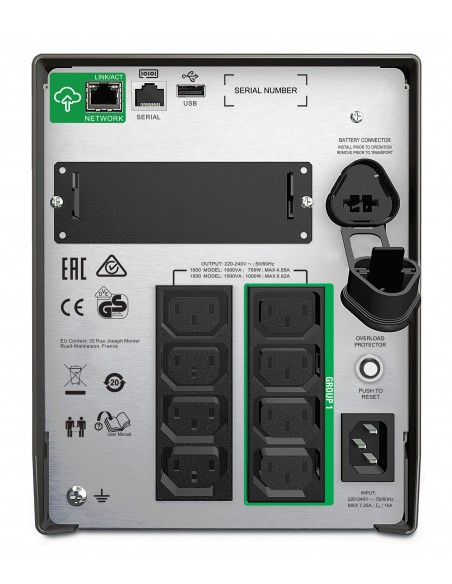 APC SMT1500IC sistema de alimentación ininterrumpida (UPS) Línea interactiva 1,5 kVA 1000 W 8 salidas AC