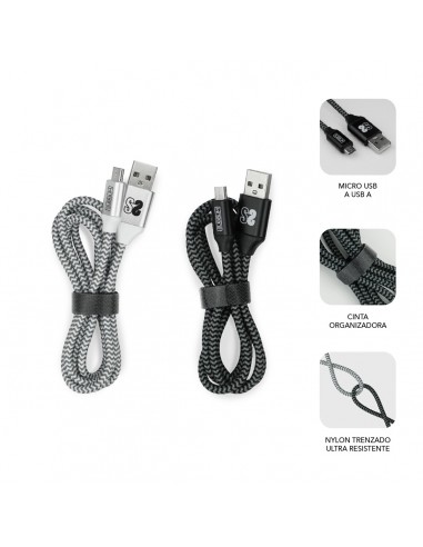 SUBBLIM PACK 2 CABLES USB A MICRO USB (2.4A) 1M BLACK SILVER