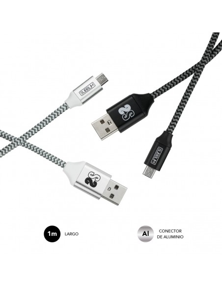 SUBBLIM PACK 2 CABLES USB A MICRO USB (2.4A) 1M BLACK SILVER SUBBLIM PACK 2 CABLES USB A MICRO USB (2.4A) 1M BLACK SILVER
