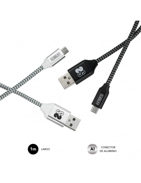 SUBBLIM PACK 2 CABLES USB A MICRO USB (2.4A) 1M BLACK SILVER