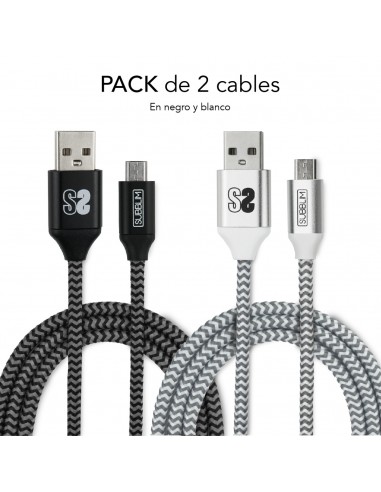 SUBBLIM PACK 2 CABLES USB A MICRO USB (2.4A) 1M BLACK SILVER