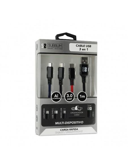 SUBBLIM Cable Premium 3in1 3.0 (Micro USB+Type C+Lightning)