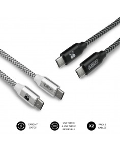 SUBBLIM PACK 2 CABLES USB TIPO USB-C A USB-C 1 M BLACK SILVER