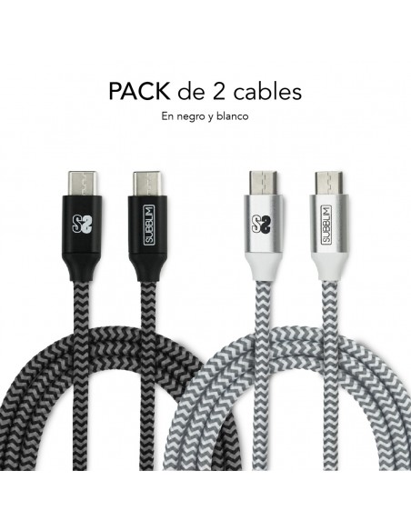 SUBBLIM PACK 2 CABLES USB TIPO USB-C A USB-C 1 M BLACK SILVER SUBBLIM PACK 2 CABLES USB TIPO USB-C A USB-C 1 M BLACK SILVER