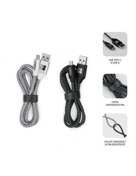 SUBBLIM PACK 2 CABLES USB TIPO USB-C-A 3.0 1 M BLACK SILVER