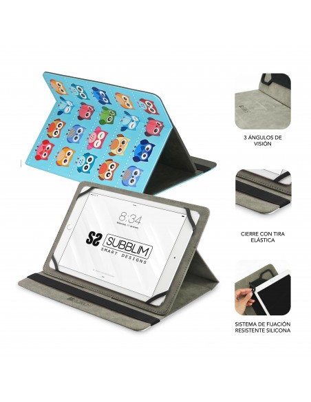 SUBBLIM Funda Tablet Universal TRENDY CASE OWLS 10.1"