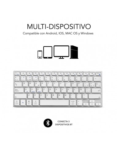 SUBBLIM Teclado Wireless Bluetooth Aluminio Advance Compact Silver