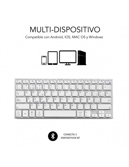 SUBBLIM Teclado Wireless Bluetooth Aluminio Advance Compact Silver