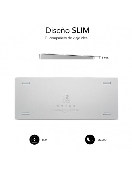 SUBBLIM Teclado Wireless Bluetooth Aluminio Advance Compact Silver