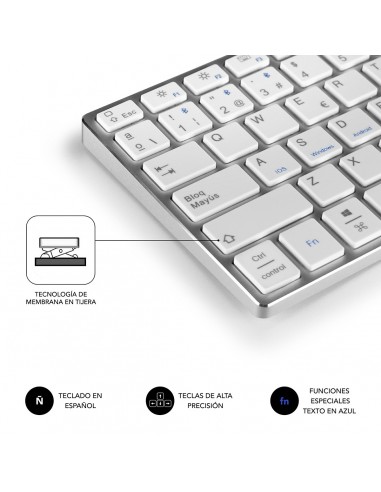 SUBBLIM Teclado Wireless Bluetooth Aluminio Advance Compact Silver
