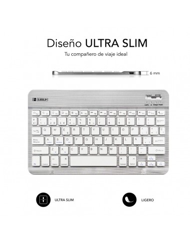SUBBLIM Teclado Bluetooth Smart BT Keyboard Silver