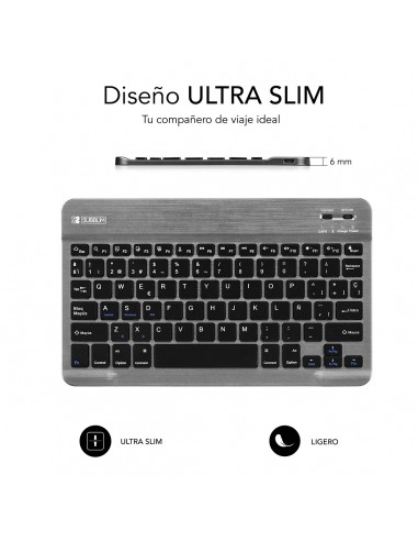 SUBBLIM Teclado Bluetooth Smart BT Keyboard Grey