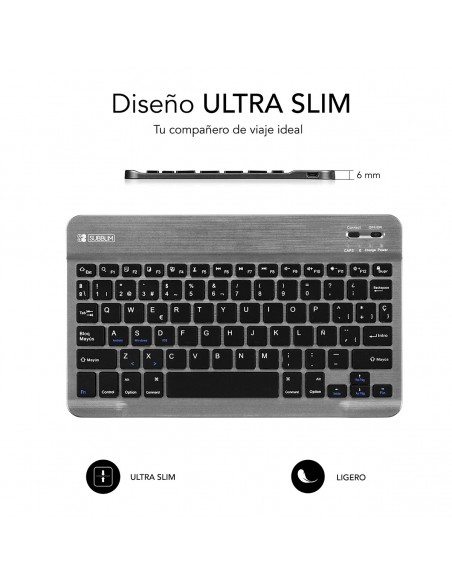 SUBBLIM Teclado Bluetooth Smart BT Keyboard Grey