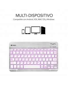 SUBBLIM Teclado Retroiluminado Bluetooth Smart Backlit BT Keyboard Silver 2