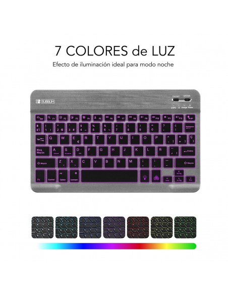 SUBBLIM Teclado Retroiluminado Bluetooth Smart Backlit BT Keyboard Grey