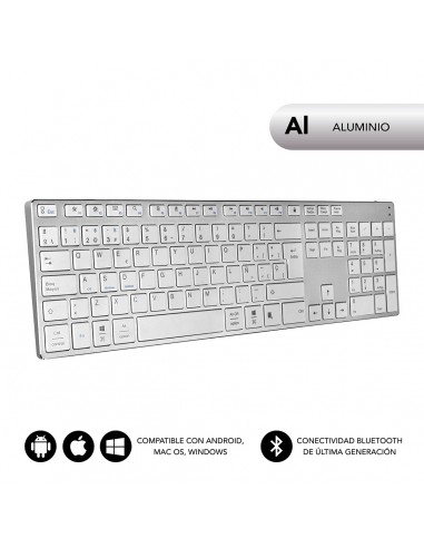 SUBBLIM Teclado Wireless Bluetooth Aluminio Advance Extended Silver