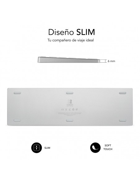 SUBBLIM Teclado Wireless Bluetooth Aluminio Advance Extended Silver