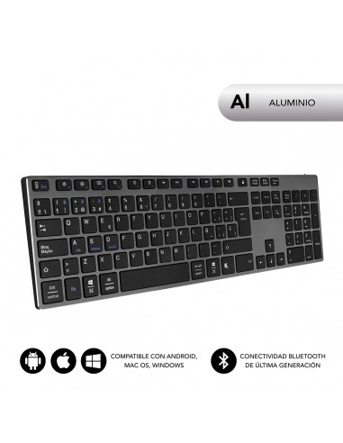 SUBBLIM Teclado Wireless Bluetooth Aluminio Advance Extended Grey