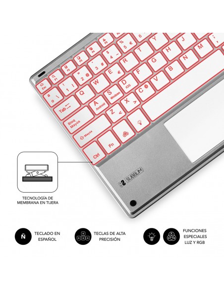SUBBLIM Teclado Bluetooth Smart Backlit BT Keyboard Touchpad Silver SUBBLIM Teclado Bluetooth Smart Backlit BT Keyboard Touchpad Silver