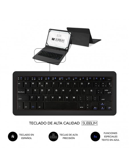 SUBBLIM Funda con Teclado Micro USB - USB C KEYTAB PRO USB 10,1" Black