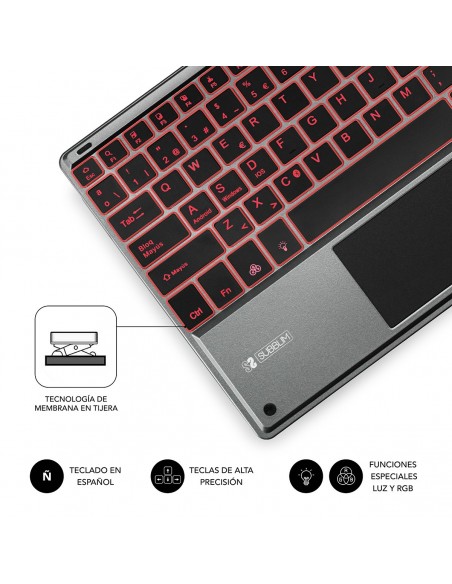 SUBBLIM Teclado Bluetooth Smart Backlit BT Keyboard Touchpad Grey SUBBLIM Teclado Bluetooth Smart Backlit BT Keyboard Touchpad Grey