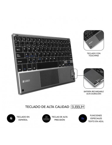SUBBLIM Funda con Teclado KEYTAB PRO BLUETOOTH 10,1" TOUCHPAD Black