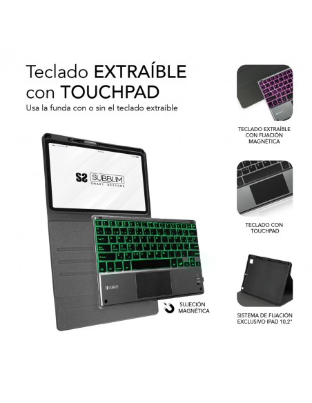 SUBBLIM Funda con Teclado Retroiluminado KEYTAB Pro BL BT Touchpad Ipad Pro 11 2020 Black