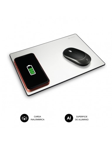 SUBBLIM Alfombrilla con cargador Inalámbrico Mousepad Wireless Charger Aluminum Silver 10W