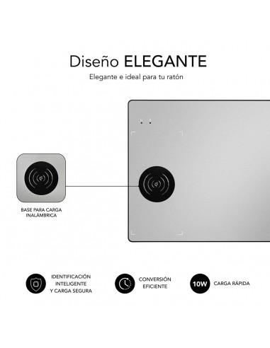 SUBBLIM Alfombrilla con cargador Inalámbrico Mousepad Wireless Charger Aluminum Silver 10W