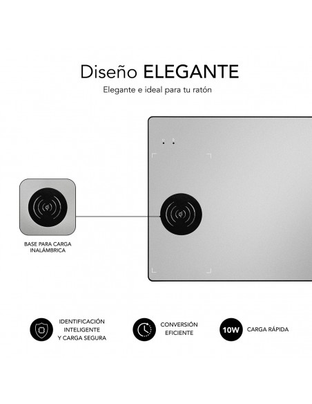 SUBBLIM Alfombrilla con cargador Inalámbrico Mousepad Wireless Charger Aluminum Silver 10W