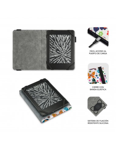 SUBBLIM Funda Libro Electrónico Clever Ebook Case 6" Mariposas