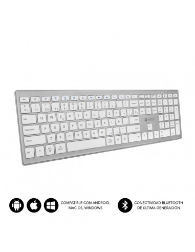 SUBBLIM Teclado Completo delgado inalámbrico Bluetooth Pure Extended Silver