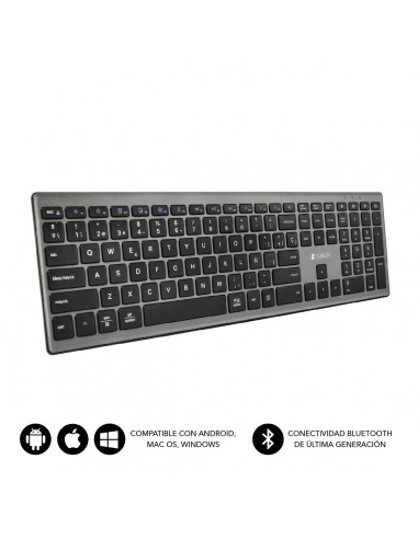 SUBBLIM Teclado Completo delgado inalámbrico Bluetooth Pure Extended Grey