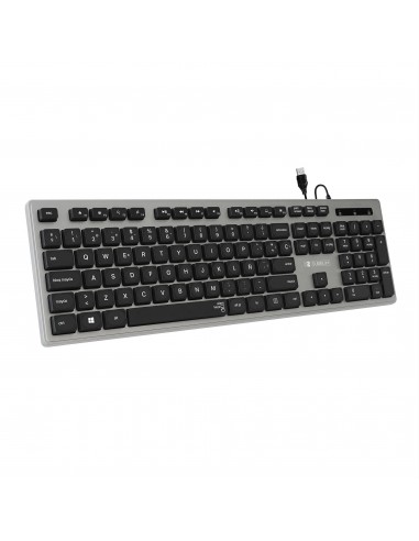 SUBBLIM Teclado Ergonómico con cable USB Plano Silencioso Gris Negro Ergo