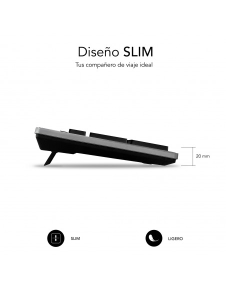 SUBBLIM Teclado Ergonómico con cable USB Plano Silencioso Gris Negro Ergo